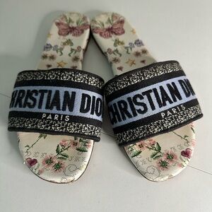 Christian Dior Dway Floral Butterfly Slide Mule SZ EUR 37 US 7